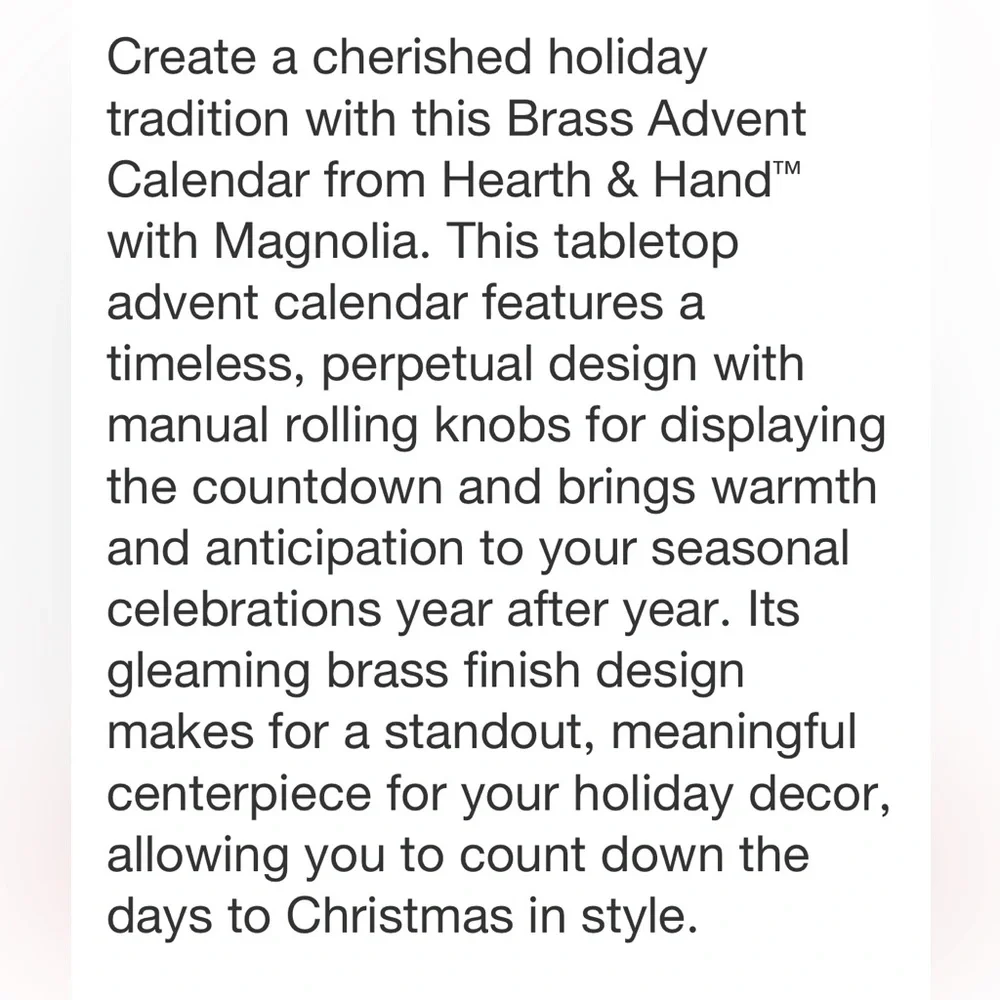 HEARTH & HAND NWT brass advent calendar